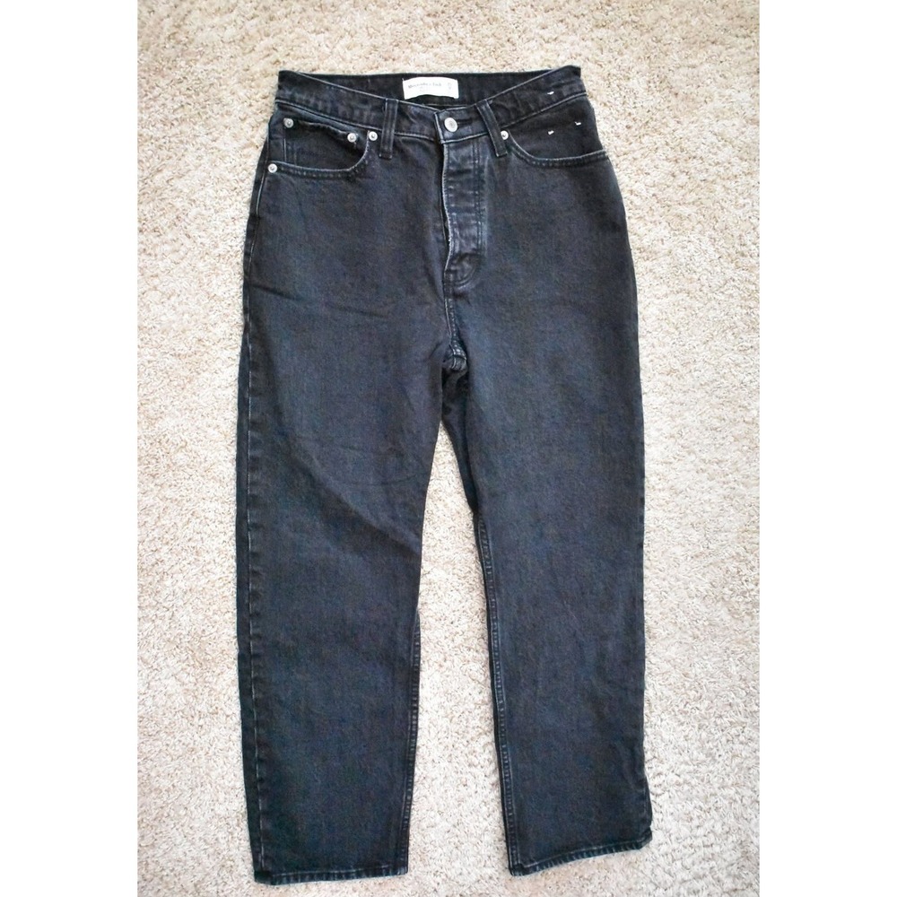 Abercrombie & Fitch The Dad High Rise Jeans Washed Black 25 0XS Straight Leg